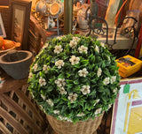 Boho Wicker Stand With Faux Greenery and Flowers