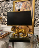 Mid-Century Lion Lamp With Shade