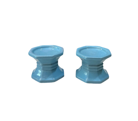 Pair of Blue Ceramic Candle Holders
