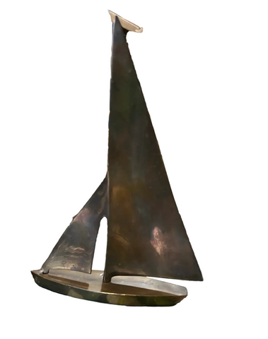 Vintage Brass Sailboat Sculpture
