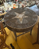 1970s Rustic Farmhouse Style Wooden Side Table With Star Design