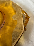 Amber-Colored Glass and Gold Decorative Plate