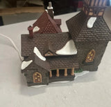 Pair of Christmas Village Ceramic Light Up Houses