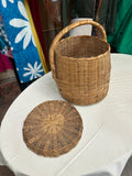 Handmade Vintage Large Wicker Basket With Matching Lid