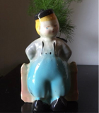 Ceramic Blonde Boy Petite Windowsill Planter