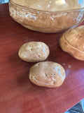 Vintage Ceramic Potato Dishes, Serving Bowls and Lids, Spoon, Salt and Pepper Shakers- set of 7