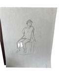 Sitting Faceless Woman Drawing