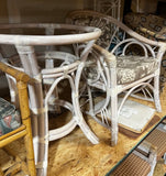 Palm Beach Collection Corset Back Looped Arms Ficks Reed Style Dining Set With Glass Top