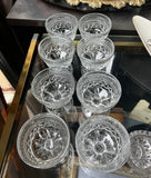 1970s Mid Century Modern Collection of Crystal Detailed Glasses- Set of 8