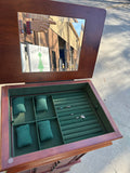 Wooden Jewelry Display Green Velvet Lining