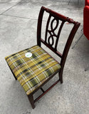 1970s Wooden Accent Chair With Green Plaid Cushion