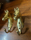 Pair of Solid Brass Equestrian Style Wall Hooks