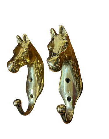 Pair of Solid Brass Equestrian Style Wall Hooks