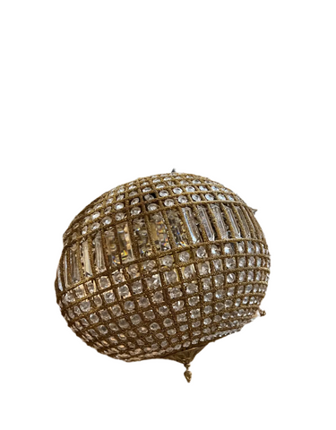 Large Sphere Brass and Crystal Chandelier