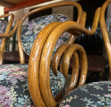 Collection of Floral Cushioned Bentwood Looped Arms Dining Chairs- Set of 4