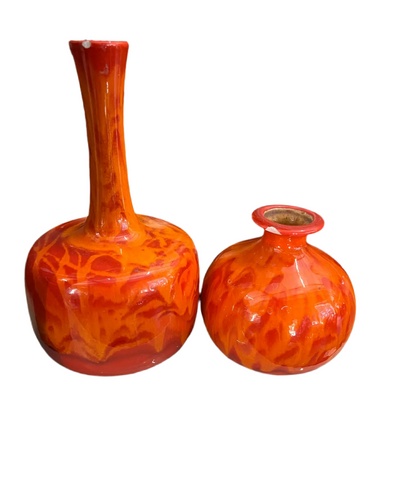Pair of Vintage Orange Ceramic Vases