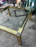 1970s Gold Square Coffee Table With Glass Top