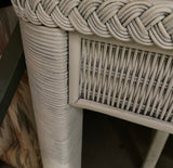 Vintage White Wicker Boho Dining Table