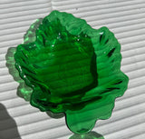Collection of Green Glass Leaf Dishes- Set of 4