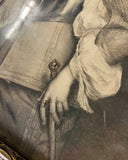 Vintage Black and White Mezzotint Portrait in Gold Frame