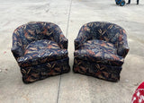 Chanel Inspired Dark Blue Navy Upholstered Wheat Swiveling Chairs