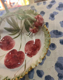 Vintage Ceramic Italian Cherry Dish With Handle and Gold Rim