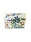 Watercolor Painting of Tree and Village