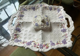 Purple Fleur De Lis Ceramic Dish With Covered Sauce by Lenwile Ardalt