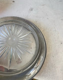 Large Etched Glass and Silver Ashtray