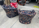 Chanel Inspired Dark Blue Navy Upholstered Wheat Swiveling Chairs