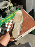 Ceramic Teal Woman's Flat Shoe Sculpture