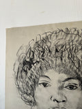 Beautiful African-American, Black and White Sketch of Woman With Earrings