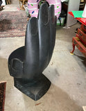 Large Black Plastic Hand Chair With Cushion