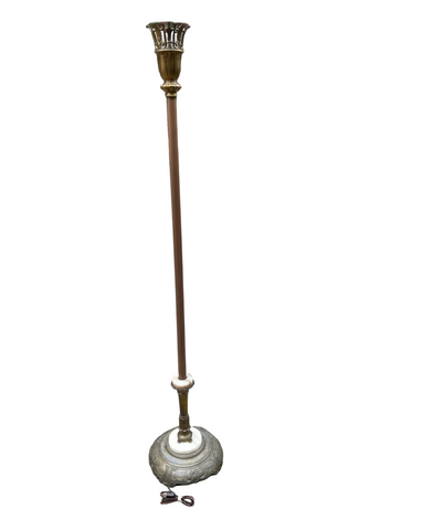 Tall Vintage MCM Floor Lamp With Marble and Brass Base