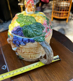Vintage Ceramic Teapot With Fruit and Teddy Bear Accents