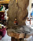 Vintage Wooden Hand Carved Sculptural Lion Plant Stand, Signed