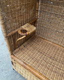 Large Vintage Wicker Porter Chair With Compartment