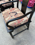 Pair of Black Painted Cushioned Kings Dining Chairs