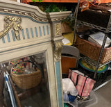 Large Vintage Table Mirror With Blue and Gold Accents