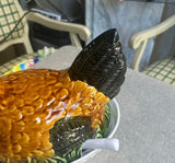 Majolica Style Hen Tureen With Ladle
