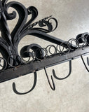 French Iron Scrolling Plant and Tea Cup Holder Wall Hanging
