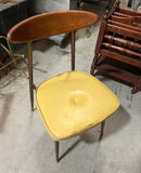 Mid-Century 1950s Wooden Chair With Yellow Leather Cushion