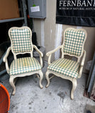 Country Core Pair of Green Gingham Chairs