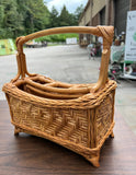 Hand Woven Wicker and Bamboo Desk Organizing Basket