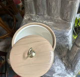 Tan Colored Ice Bucket With Mallard Duck and Gold Accents