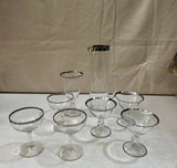 Collection of Silver Rimmed Glasses With Matching Pitcher- Set of 8