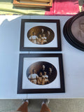 Pair of Vintage Wooden Frames With Family Prints