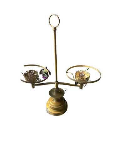 Vintage Brass Double Oil Lamp Style Table Lamp