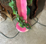 Handmade Metal Painted Hot Pink Cactus Statue (Greenery Is Optional)