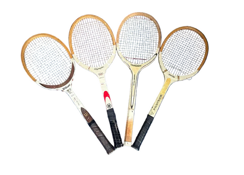 Collection of Vintage Wilson and Dunlop Wooden Tennis Rackets